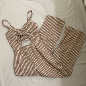 Abercrombie Striped Linen Jumpsuit - Small